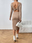 Honey Long Sleeve Slit Midi Dress