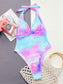 Tie-Dye Halter Neck One-Piece Swimsuit