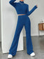 Ribbed Mock Neck Long Sleeve Top and Pants Set