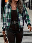 Plus Size Plaid Baseball Collar Zip Up Jacket