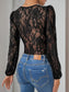 Perfee Tied Lace Long Sleeve Bodysuit