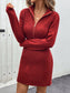 Perfee Cable-Knit Half Zip Long Sleeve Sweater Dress